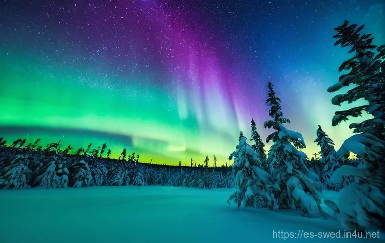 스웨덴의 기후와 계절별 여행 준비 - **Swedish Lapland Winter Aurora:**
    A stunning night scene in Swedish Lapland during deep winter....