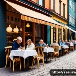 스웨덴에서 안전하게 여행하는 법 - A vibrant and safe urban neighborhood scene in Stockholm&rsquo;s &Ouml;stermalm district during a sunny day, sh...