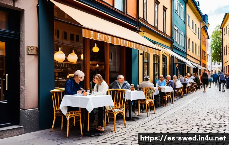 스웨덴에서 안전하게 여행하는 법 - A vibrant and safe urban neighborhood scene in Stockholm’s Östermalm district during a sunny day, sh...